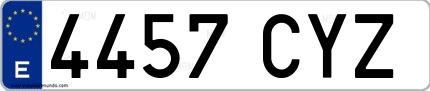 Ejemplo de matrícula española 4457 CYZ