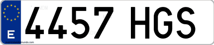 Ejemplo de matrícula de coche ordinaria 4457 HGS