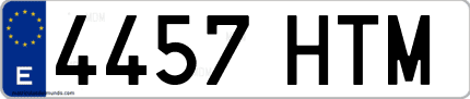 Ejemplo de matrícula de coche ordinaria 4457 HTM