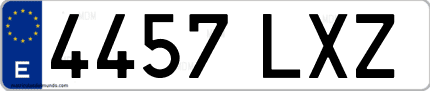 Ejemplo de matrícula de coche ordinaria 4457 LXZ