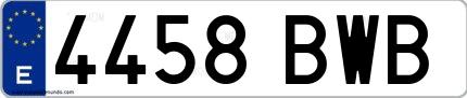 Ejemplo de matrícula española 4458 BWB