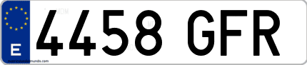 Ejemplo de matrícula de coche ordinaria 4458 GFR