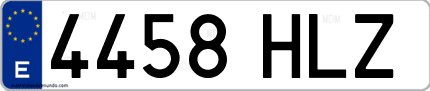 Ejemplo de matrícula de coche ordinaria 4458 HLZ