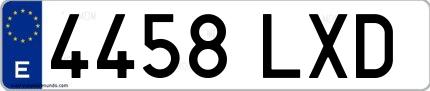 Ejemplo de matrícula española 4458 LXD