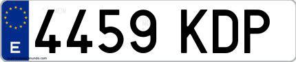 Ejemplo de matrícula española 4459 KDP