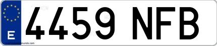 Ejemplo de matrícula española 4459 NFB