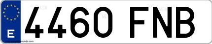 Ejemplo de matrícula española 4460 FNB