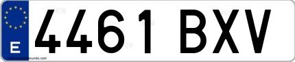 Ejemplo de matrícula española 4461 BXV