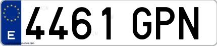 Ejemplo de matrícula española 4461 GPN