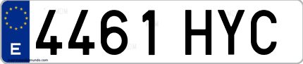 Ejemplo de matrícula de coche ordinaria 4461 HYC