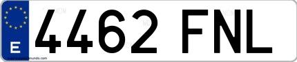 Ejemplo de matrícula española 4462 FNL