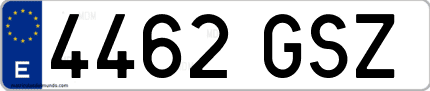 Ejemplo de matrícula de coche ordinaria 4462 GSZ