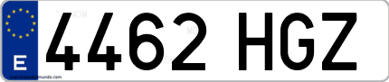 Ejemplo de matrícula de coche ordinaria 4462 HGZ