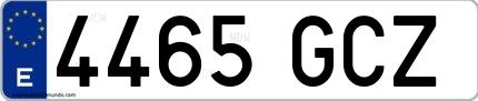 Ejemplo de matrícula española 4465 GCZ