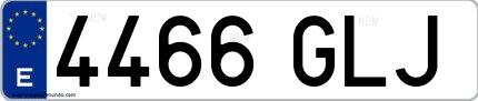 Ejemplo de matrícula española 4466 GLJ