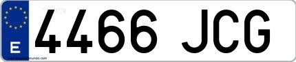 Ejemplo de matrícula española 4466 JCG