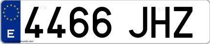 Ejemplo de matrícula española 4466 JHZ