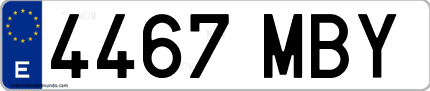 Ejemplo de matrícula de coche ordinaria 4467 MBY