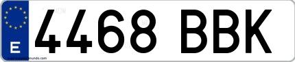 Ejemplo de matrícula española 4468 BBK