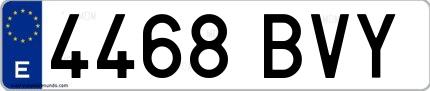 Ejemplo de matrícula española 4468 BVY