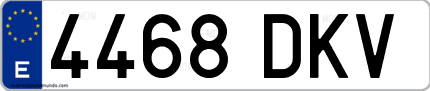 Ejemplo de matrícula de coche ordinaria 4468 DKV