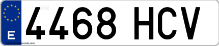 Ejemplo de matrícula de coche ordinaria 4468 HCV