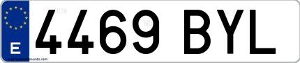 Ejemplo de matrícula española 4469 BYL