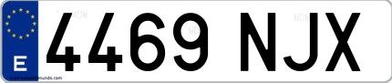 Ejemplo de matrícula española 4469 NJX