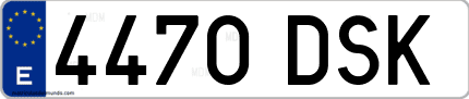 Ejemplo de matrícula de coche ordinaria 4470 DSK