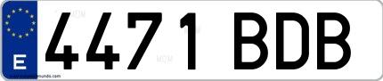 Ejemplo de matrícula española 4471 BDB