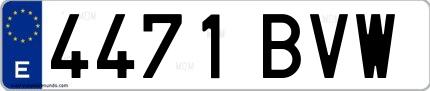 Ejemplo de matrícula española 4471 BVW