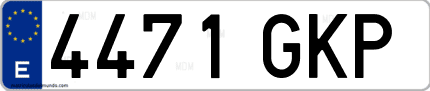 Ejemplo de matrícula de coche ordinaria 4471 GKP