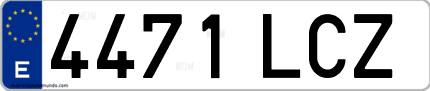Ejemplo de matrícula de coche ordinaria 4471 LCZ