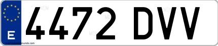 Ejemplo de matrícula española 4472 DVV