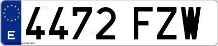 Ejemplo de matrícula española 4472 FZW