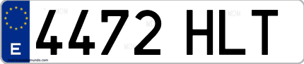 Ejemplo de matrícula de coche ordinaria 4472 HLT