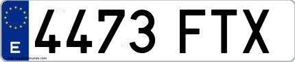 Ejemplo de matrícula española 4473 FTX