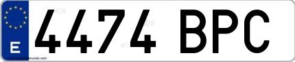 Ejemplo de matrícula española 4474 BPC