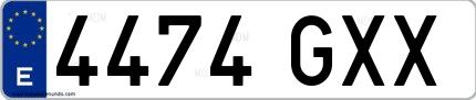 Ejemplo de matrícula española 4474 GXX