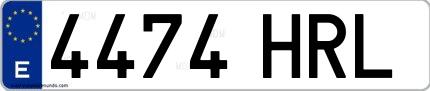 Ejemplo de matrícula española 4474 HRL