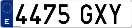Ejemplo de matrícula de coche ordinaria 4475 GXY