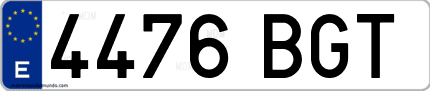 Ejemplo de matrícula de coche ordinaria 4476 BGT
