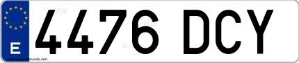 Ejemplo de matrícula española 4476 DCY