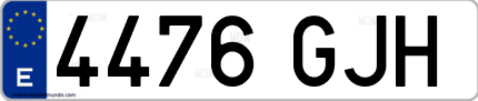 Ejemplo de matrícula de coche ordinaria 4476 GJH