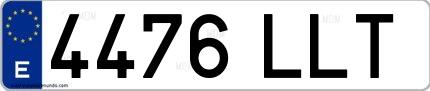 Ejemplo de matrícula española 4476 LLT