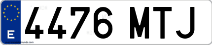 Ejemplo de matrícula de coche ordinaria 4476 MTJ