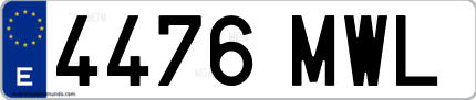 Ejemplo de matrícula de coche ordinaria 4476 MWL