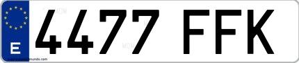 Ejemplo de matrícula española 4477 FFK