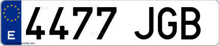 Ejemplo de matrícula de coche ordinaria 4477 JGB