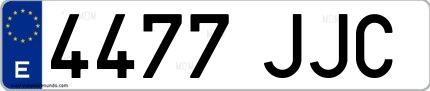 Ejemplo de matrícula española 4477 JJC